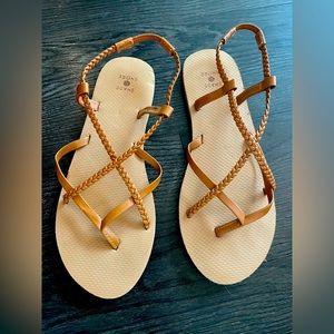Shade and Shore Brown braided sandals